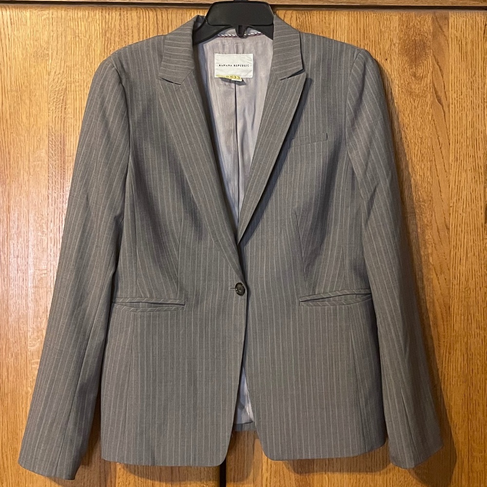 Banana Republic Wool Blend Pinstripe Blazer Size 12